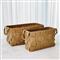 Glover Rustic Lodge Brown Soft Woven Leather Floor Basket - Small