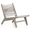 Liana Coastal Beach Grey Teak Wood Woven Rope Cushion Outdoor Lounge Chair