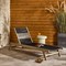 Liana Coastal Beach Natural Teak Wood Dark Grey Woven Rope Outdoor Chaise Lounge