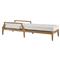 Dahliah Coastal White Cushion Beige Wicker Natural Teak Outdoor Chaise Lounge