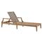 Dahliah Coastal White Cushion Beige Wicker Natural Teak Outdoor Chaise Lounge