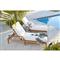 Dahliah Coastal White Cushion Beige Wicker Natural Teak Outdoor Chaise Lounge