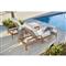 Dahliah Coastal White Cushion Beige Wicker Natural Teak Outdoor Chaise Lounge