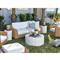 Jenia Coastal Beach White Cast Concrete Round Drum Outdoor Side Table