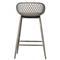 Mark Industrial Loft Grey Steel Low Back Outdoor Counter Stool - Set of 2