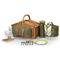 Surset French Brown Willow Green Picnic Basket with Serverware for 2