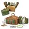 Surset French Brown Willow Green Picnic Basket with Serverware for 2
