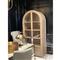 Elsa Natural Wood Glass Door Woven Rattan Drawer Arched China Cabinet