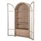 Elsa Natural Wood Glass Door Woven Rattan Drawer Arched China Cabinet