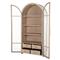Elsa Natural Wood Glass Door Woven Rattan Drawer Arched China Cabinet