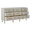 Leona French Parchment White Mahogany Linen Front Tapered Legs 9 Drawer Dresser