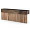 Beth Rustic Black Distressed Iron Top Brown Oak Wood Rectangular Console Table