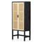 Corazon Coastal Beach Black Mango Wood Natural Cane Door Armoire Cabinet
