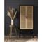 Corazon Coastal Beach Black Mango Wood Natural Cane Door Armoire Cabinet