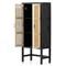 Corazon Coastal Beach Black Mango Wood Natural Cane Door Armoire Cabinet