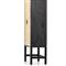 Corazon Coastal Beach Black Mango Wood Natural Cane Door Armoire Cabinet
