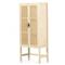 Corazon Coastal Beach Beige Mango Wood Natural Cane Door Armoire Cabinet