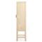Corazon Coastal Beach Beige Mango Wood Natural Cane Door Armoire Cabinet