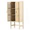 Corazon Coastal Beach Beige Mango Wood Natural Cane Door Armoire Cabinet
