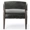 Pia Mid Century Modern Black Upholstered Leather Smoky Brown Wood Arm Chair