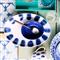 Santorini Global Bazaar White Ceramic Blue Dot Oval Platter
