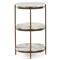 Kian Mid Century Grey Marble Antique Brass Iron Oval Shelving Side Table