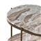 Kian Mid Century Grey Marble Antique Brass Iron Oval Shelving Side Table