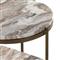 Kian Mid Century Grey Marble Antique Brass Iron Oval Shelving Side Table