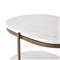 Kian Mid Century White Marble Antique Brass Iron Oval Shelving Side Table