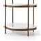 Kian Mid Century White Marble Antique Brass Iron Oval Shelving Side Table