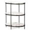 Kian Mid Century Grey Marble Hammered Iron Oval Shelving Side Table