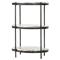 Kian Mid Century Grey Marble Hammered Iron Oval Shelving Side Table