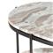Kian Mid Century Grey Marble Hammered Iron Oval Shelving Side Table