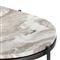 Kian Mid Century Grey Marble Hammered Iron Oval Shelving Side Table