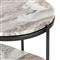 Kian Mid Century Grey Marble Hammered Iron Oval Shelving Side Table