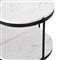Kian Mid Century White Marble Hammered Grey Iron Oval Shelving Side Table