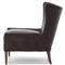 Paola Mid Century Vintage Dark Brown Leather Wood Wing Lounge Chair