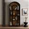 Stancil Industrial Brown Oak Wood Black Iron Clear Glass Door Arch Display Case