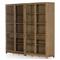 Clarence Rustic Lodge Brown Oak Wood 4 Glass Door 8 Shelf Double Display Case