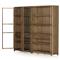 Clarence Rustic Lodge Brown Oak Wood 4 Glass Door 8 Shelf Double Display Case