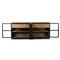 Clarence Rustic Lodge Black Oak Wood Clear Glass 4 Door Shelving Sideboard