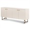 Valdo French Country Beige Hardwood Gold Stainless Steel Base 4 Door Sideboard