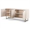 Valdo French Country Beige Hardwood Gold Stainless Steel Base 4 Door Sideboard