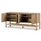 Zulu Rustic Lodge Brown Solid Ash Wood 4 Door Shelving Sideboard