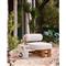 Carlo Mid Century Beige Upholstered Natural Teak Wood Frame Outdoor Lounge Chair