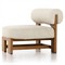 Carlo Mid Century Beige Upholstered Natural Teak Wood Frame Outdoor Lounge Chair