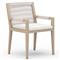 Cheryl Modern White Cushion Woven Rope Natural Teak Outdoor Dining Arm Chair