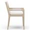 Cheryl Modern White Cushion Woven Rope Natural Teak Outdoor Dining Arm Chair