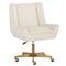 Weberg Hollywood Regency White Upholstered Matte Gold Steel Office Chair