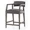 Pia Rustic Lodge Ebony Black Upholstered Leather Dark Brown Oak Counter Stool